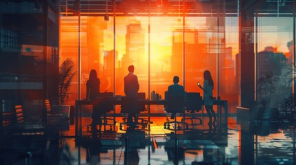 Concept of business people working together in an office and having a discussion with generative AI