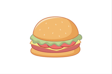 Cheese Burger Flat Sticker Design