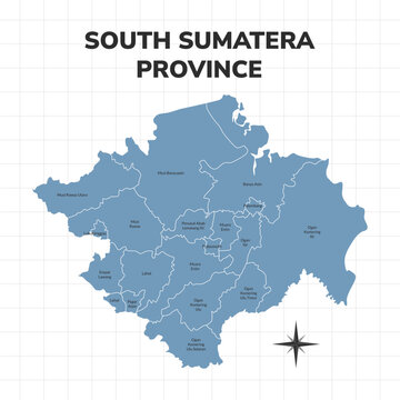 South Sumatera Province map illustration. Map of province in Indonesia