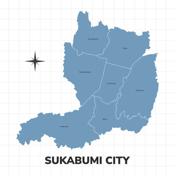 Sukabumi city map illustration. Map of cities in Indonesia