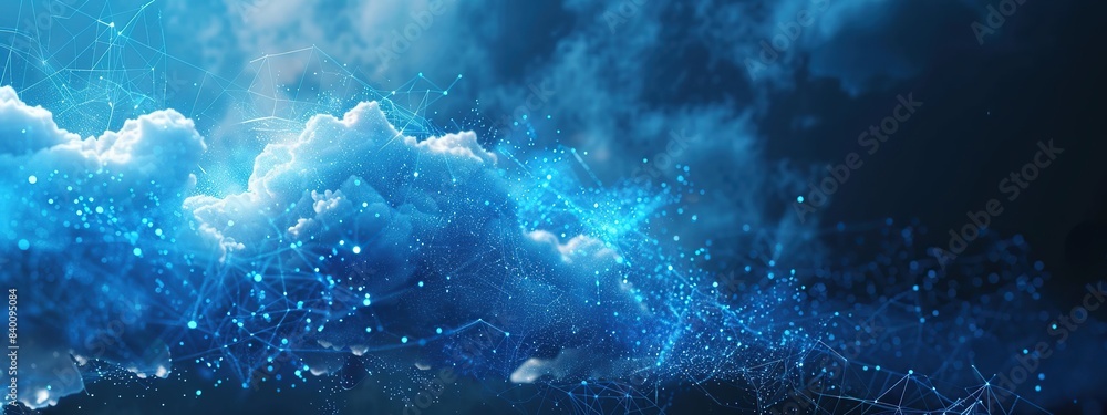 Aufkleber futuristic blue cloud with virtual network connection for cloud computing and online storage concept