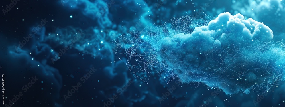 Aufkleber futuristic blue cloud with virtual network connection for cloud computing and online storage concept