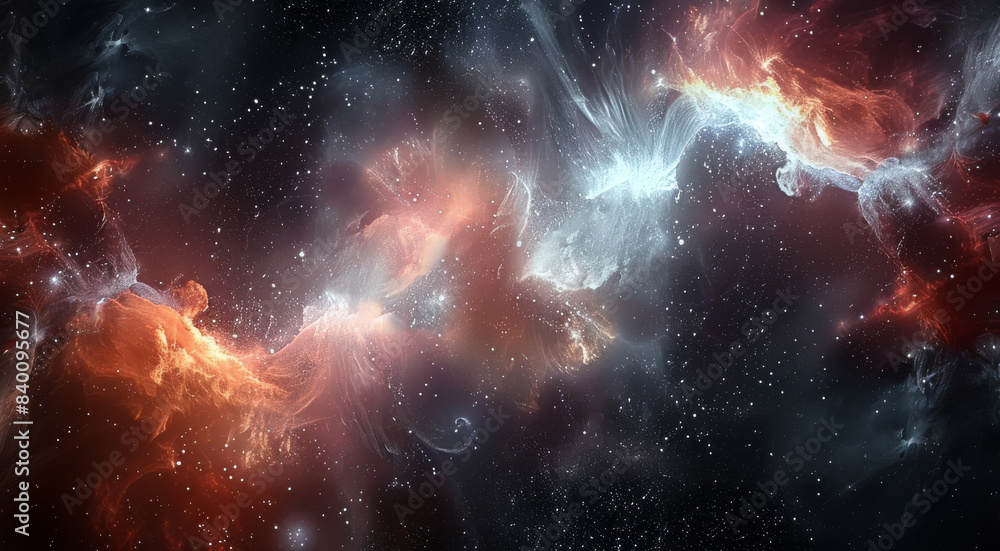 Poster ethereal tendrils of interstellar gas drifting through the cosmic void, their delicate movements a t