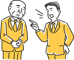 年下男性社員に説教される高齢男性社員