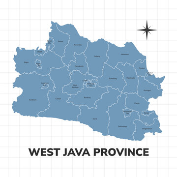 West Java Province map illustration. Map of province in Indonesia