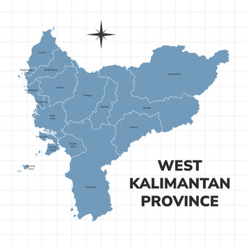 West Kalimantan Province map illustration. Map of province in Indonesia