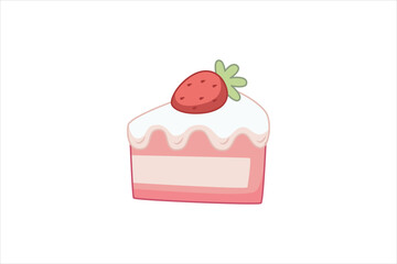 Strawberry Cake Flat Sticker Design