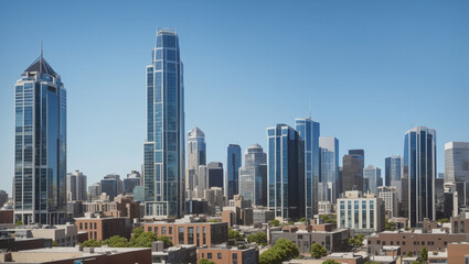 Fototapeta premium cityscape of a large American city with many skyscrapers.