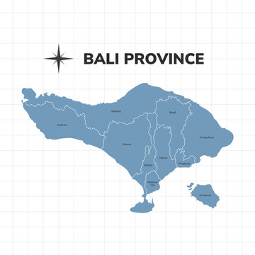 Bali Province map illustration. Map of province in Indonesia