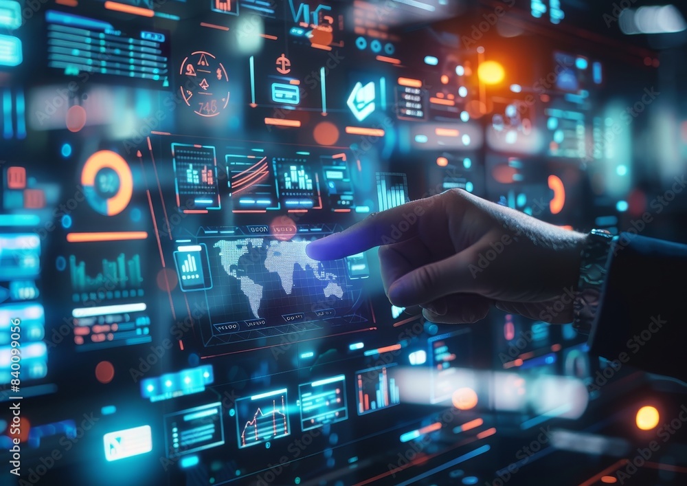 Aufkleber a digital transformation change management strategy, data analysis and business process optimization