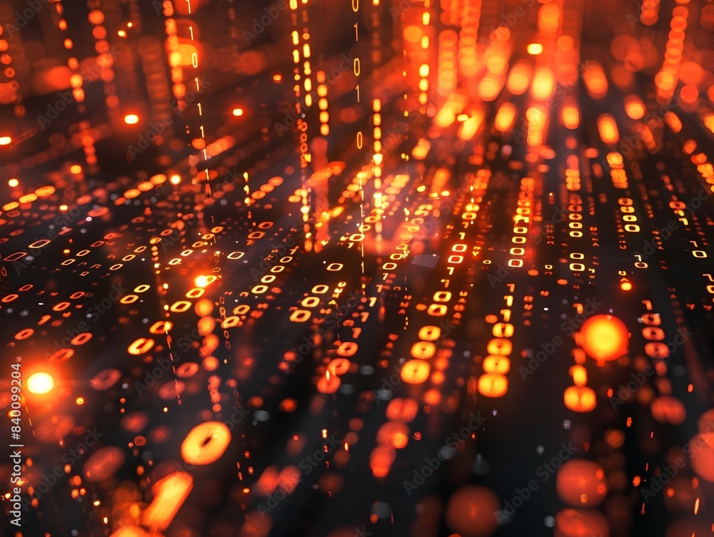 Poster glowing digital matrix an abstract of futuristic data patterns and numeric visualization