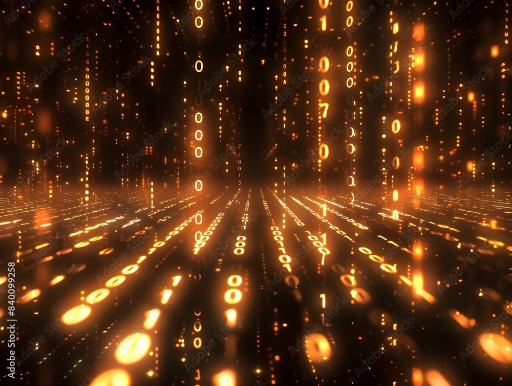 Aufkleber glowing digital matrix futuristic of numerical pattern