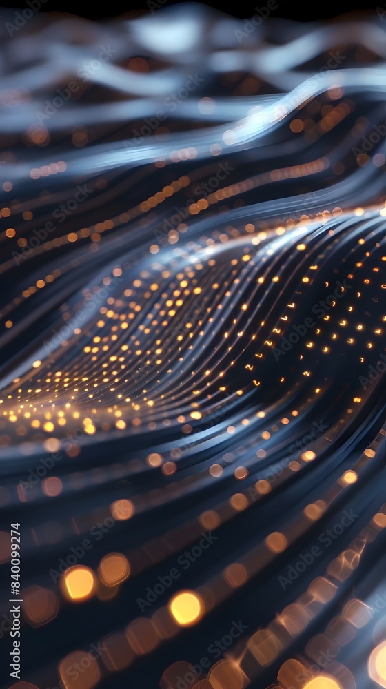 Poster flowing data streamlines dynamic 3d rendered digital visualization