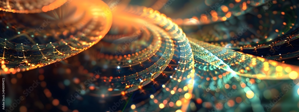 Poster vibrant digital fractal patterns with a futuristic tech twist