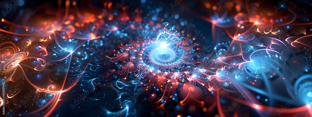 Aufkleber captivating digital fractal with tech inspired patterns