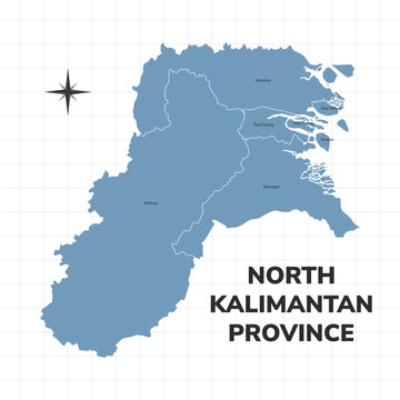 North Kalimantan Province map illustration. Map of province in Indonesia