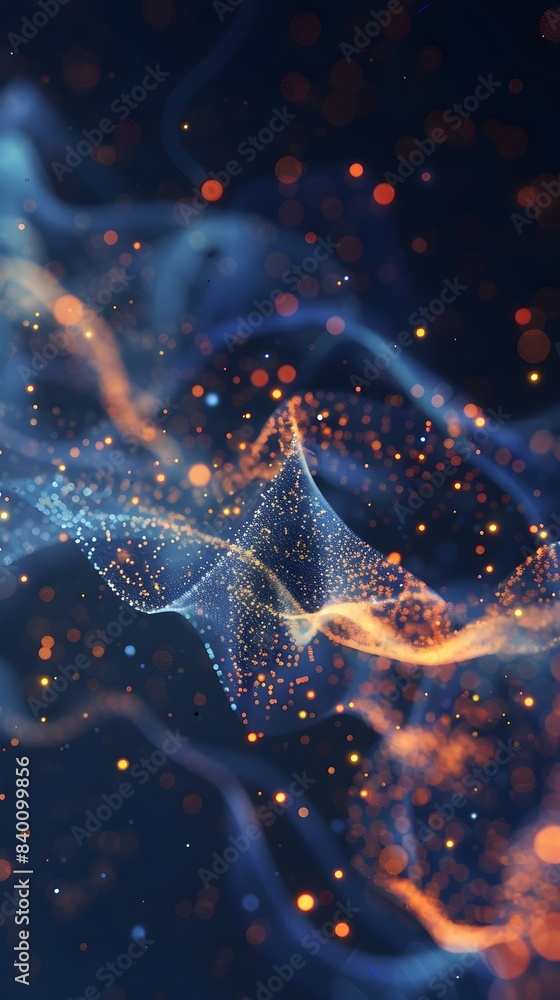Poster captivating digital showcasing a mesmerizing display of luminous particles coalescing into intricate