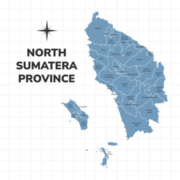 North Sumatera Province map illustration. Map of province in Indonesia