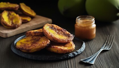 Tostones, traditional Carribean dish, twice fried plantains