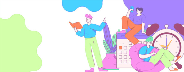 World Book Day Reading Character Flat Vector Concept Operation Hand Drawn Illustration
