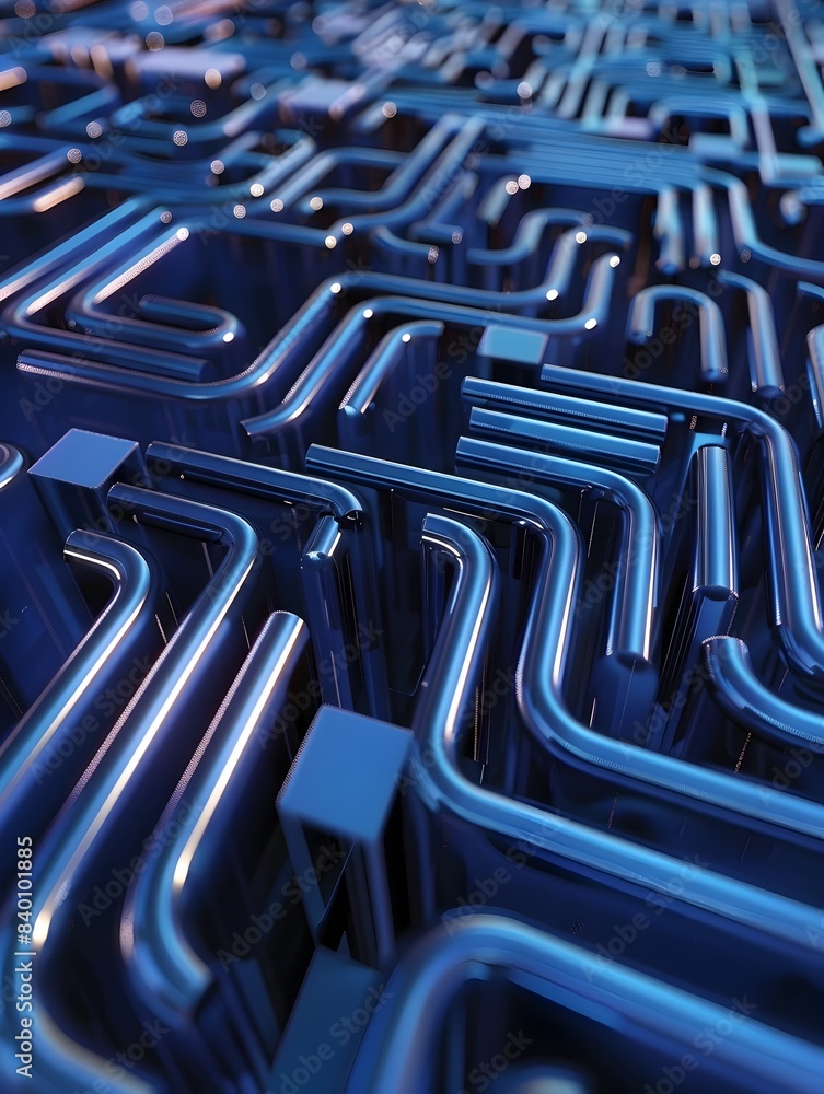 Poster futuristic tech labyrinth an abstract of a complex digital maze with intricate interconnected lines 