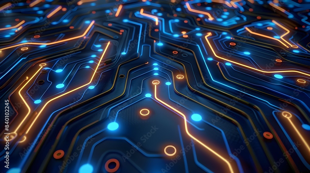 Poster glowing circuit patterns with futuristic luminous lines and connections a visually striking 3d rende