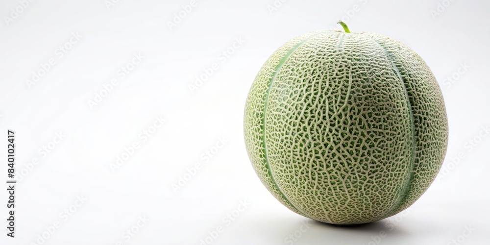 Wall mural fresh japanese melon resting on a clean white background , fruit, sweet, green, ripe, juicy, organic - Wall murals