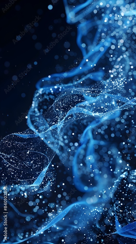Poster mesmerizing flow of digital particles forming abstract tech shapes fluid dynamic digital particles s