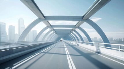 Obraz premium Time-lapse photography of modern futuristic cityscape and highway, lights, road, city