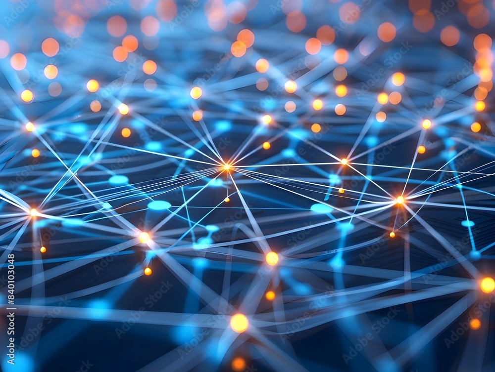Poster abstract cyber network a vibrant visualization of digital connectivity innovation and the seamless f