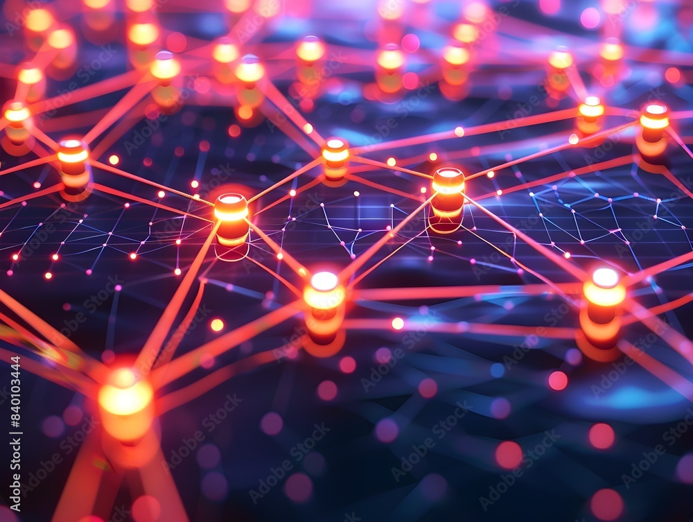 Poster glowing tech network a 3d rendered of a futuristic digital connection system with bright glowing nod