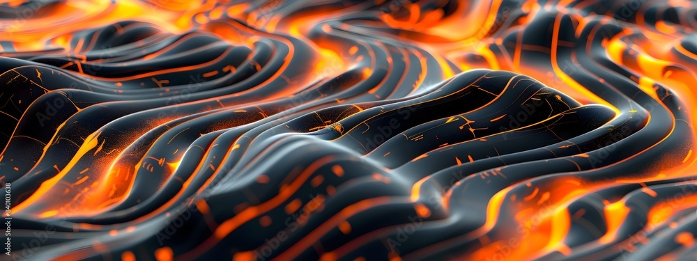 Poster captivating digital lava flows swirling molten patterns of fire and energy showcasing the dynamic fu