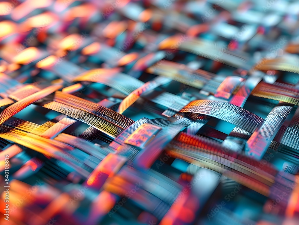 Poster Captivating Abstract Digital Tapestry An Intricate Weaving of Vibrant Technology Infused Patterns that Mesmerize and Inspire  Generative and Procedural Expression Captured in Stunning 3D Rendering