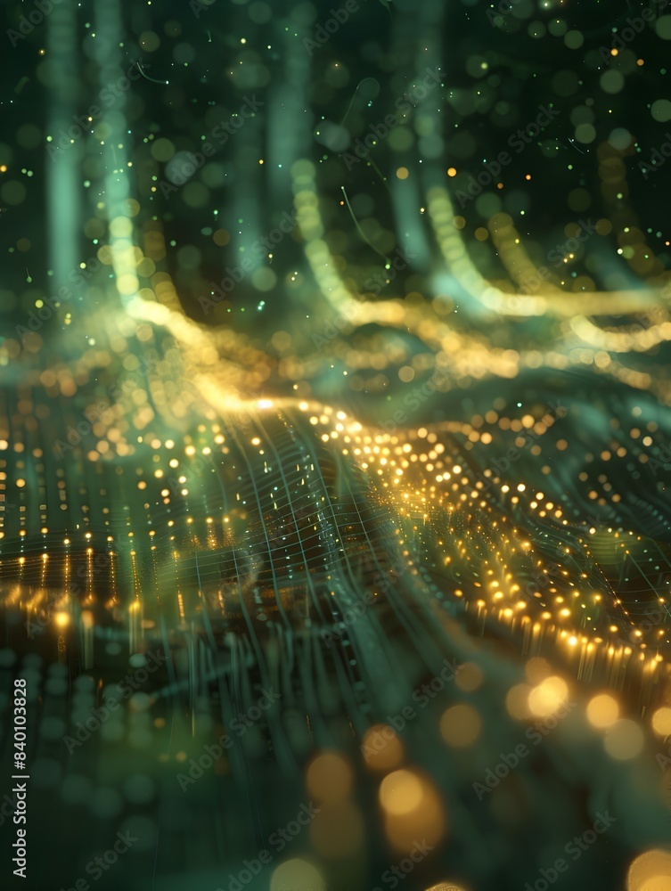 Aufkleber glowing digital threads a captivating 3d visualization of interconnected data flows showcasing a fut