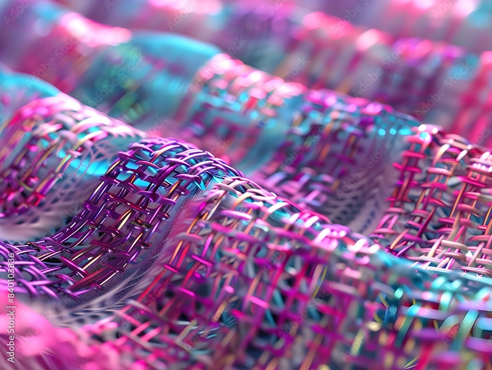 Poster a captivating 3d rendered abstract digital weaving pattern featuring a complex layered and interconn