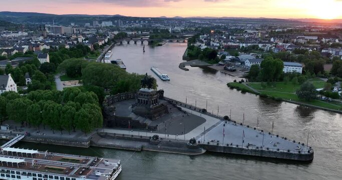 Deutsche eck, historic german city Koblenz in Germany.