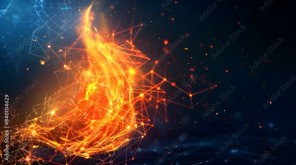 Poster digital flame a captivating showcasing a dynamic fiery tech design with futuristic spark and energy 