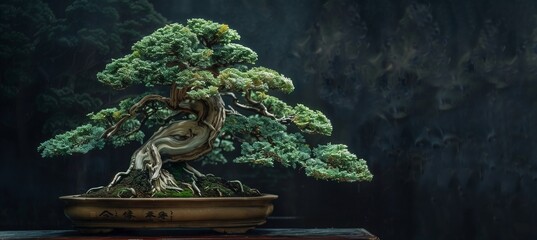Beautiful bonsai in the bonsai garden and pots surrounded by nature.