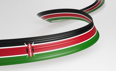 3d Flag Of Kenya 3d Wavy Shiny Kenya Ribbon Flag Isolated On White Background 3d Illustration