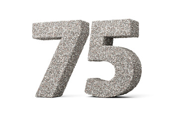 Number Seventy Five 75 Digit Made Of Rock Fragments Or Gravels On White Background 3d Illustration