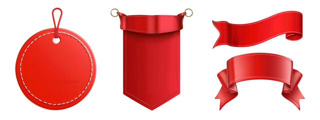 Red award badge ribbon set