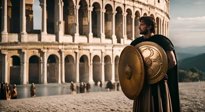Roman gladiator man in Rome.