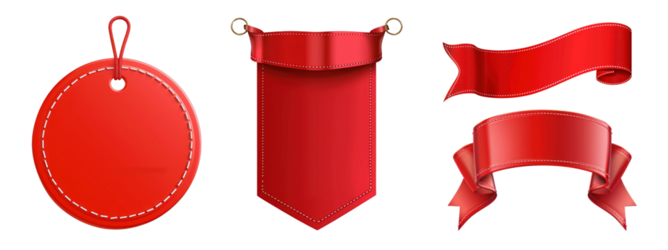 Red award badge ribbon set