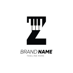 Letter Z Initial Piano Logo Design Vector Icon Graphic Emblem Symbol Illustration