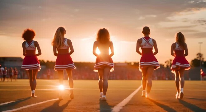 Cheerleading team at a game.