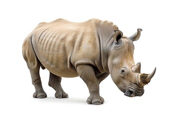 Obraz premium Close-Up of Rhinoceros on White Background