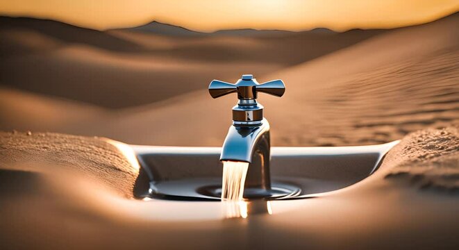 Water tap in the middle of the desert.