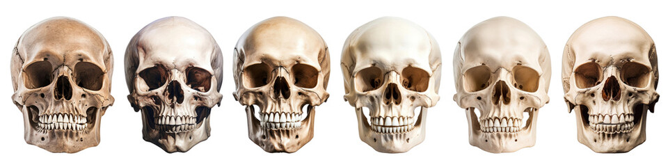 Obraz premium Realistic human skull creepy set