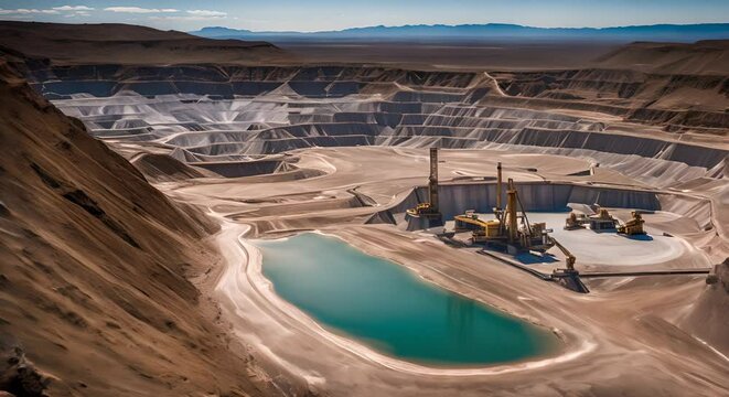 Aerial view of a lithium mine.