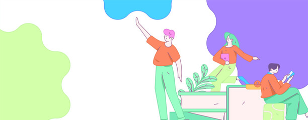 World Book Day Reading Character Flat Vector Concept Operation Hand Drawn Illustration
